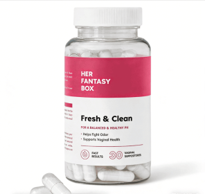 Her Fantasy Box Fresh & Clean Boric Acid Vaginal Suppositories | 30 Count | pH Balance & Odor Control for Feminine Health | Natural & Unscented