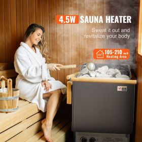 Sauna Heater, 4.5KW 220V Electric Sauna Stove, Steam Bath Sauna Heater with Built-In Controls
