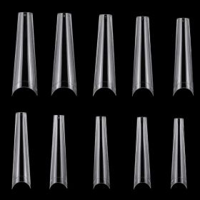 500Pcs False Nail Tips C Curve Half Cover French Nails Extra Long Fake Finger Nails For Nail Art Salons Home DIY 10 Sizes (Option: Transparent)