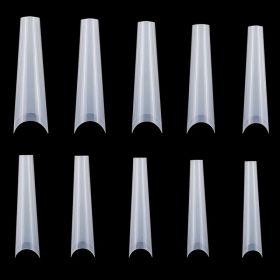 500Pcs False Nail Tips C Curve Half Cover French Nails Extra Long Fake Finger Nails For Nail Art Salons Home DIY 10 Sizes (Option: Natural)