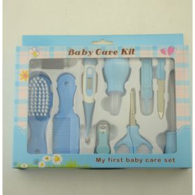 Maternal and Infant Thermometer Feeding Nasal Nasal Care 10 Piece Set Baby Manicure Clamp Nail Clipper Set (Option: Blue)