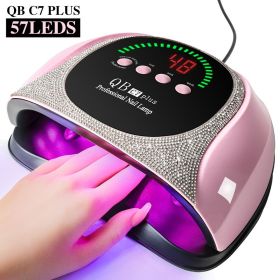 Professional UV LED Nail Lamp, LIMEGIRL Nail Dryer for Gel Polish, 4 Timers UV Nail Lamp Professional Nail Light,57Pcs Lamp Beads and Automatic S (Color: MJD-C7-2-Pink-US)